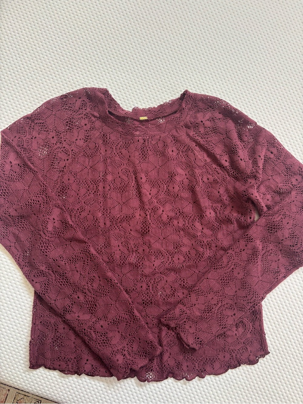 Free People Burgundy Lace Long-Sleeve Top